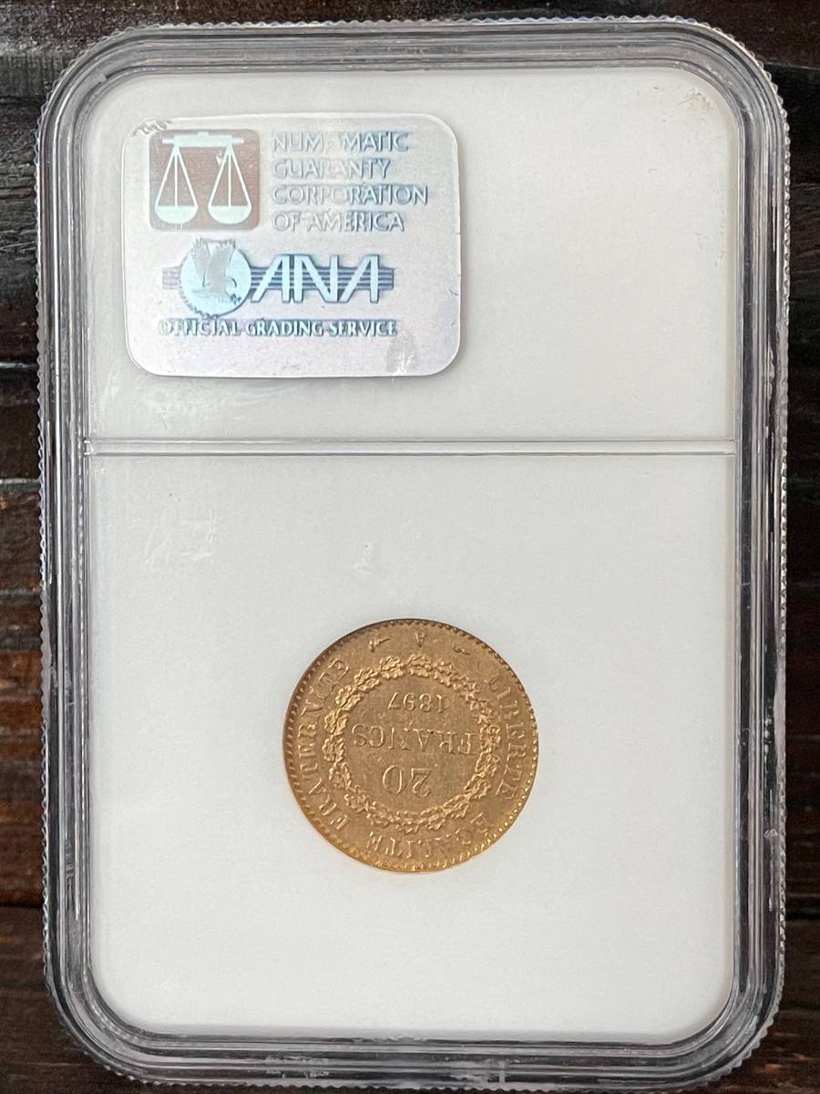 ☆準最高鑑定 1897年A 幸運の天使 フランス パリ NGC MS64 20フラン