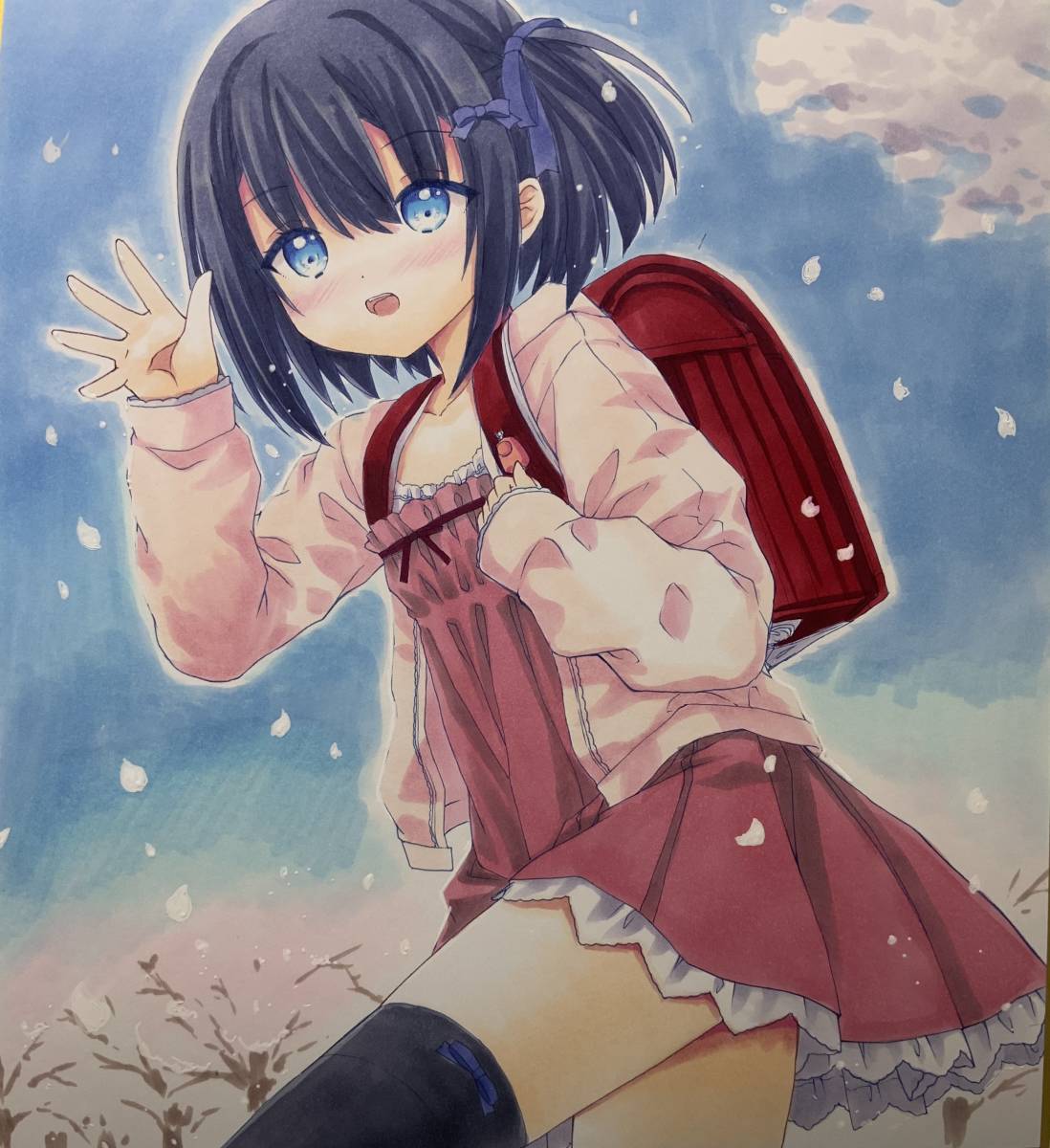 手書きイラスト オリジナル 新学期の女子小学生 色紙イラスト 手描きイラスト 売買されたオークション情報 Yahooの商品情報をアーカイブ公開 オークファン Aucfan Com
