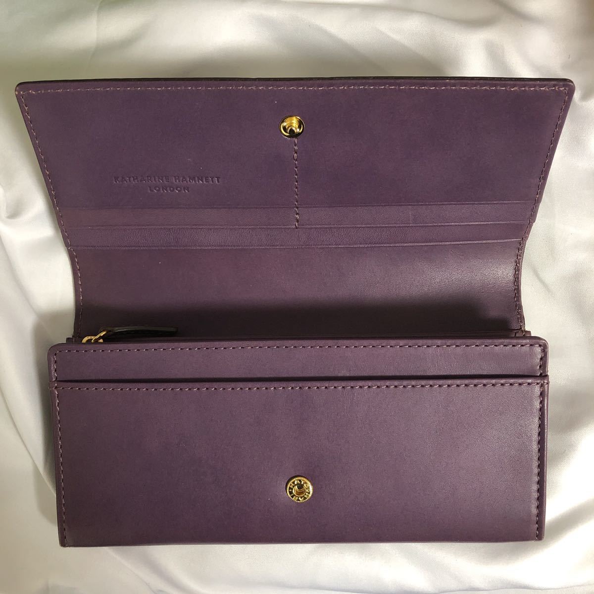 KATHARINE HAMNETT キャサリンハムネット 本革花柄 長財布 パープル 