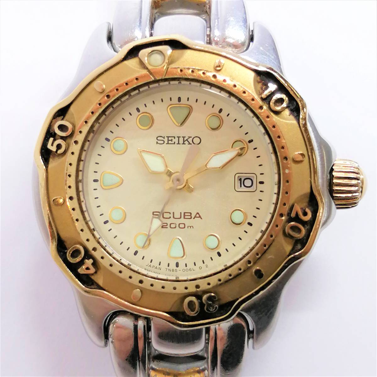 電池交換済/ベルトバックル欠品】 SEIKO SCUBA 200 腕時計 7N85-0070 