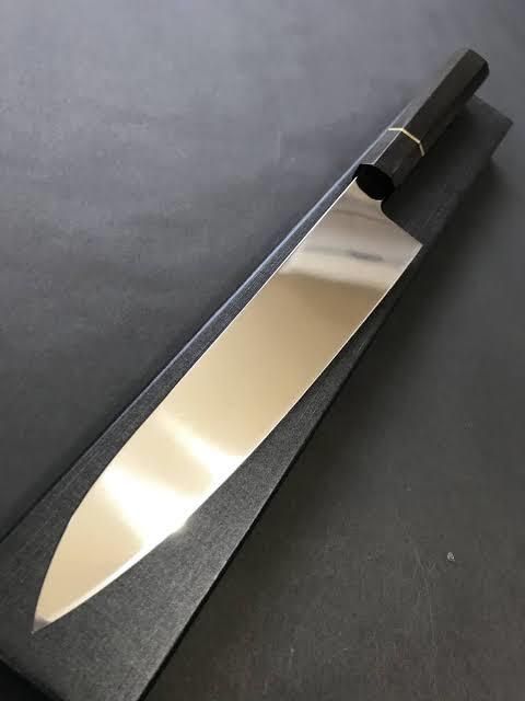 V金10号 黒檀柄 無名 黒檀鏡面和牛刀240mm 牛刀 包丁 切付