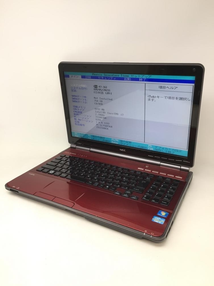 ジャンク!NEC PC-LL750FS6R○Core i7 2670QM 2.2G 8G 750G ジャンク