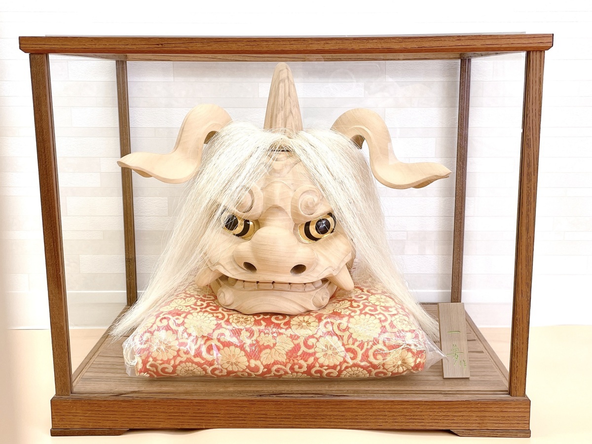 茶】横山 一夢 木彫 獅子頭 獅子頭 木彫 共箱 造 ｜骨董品買取 買取
