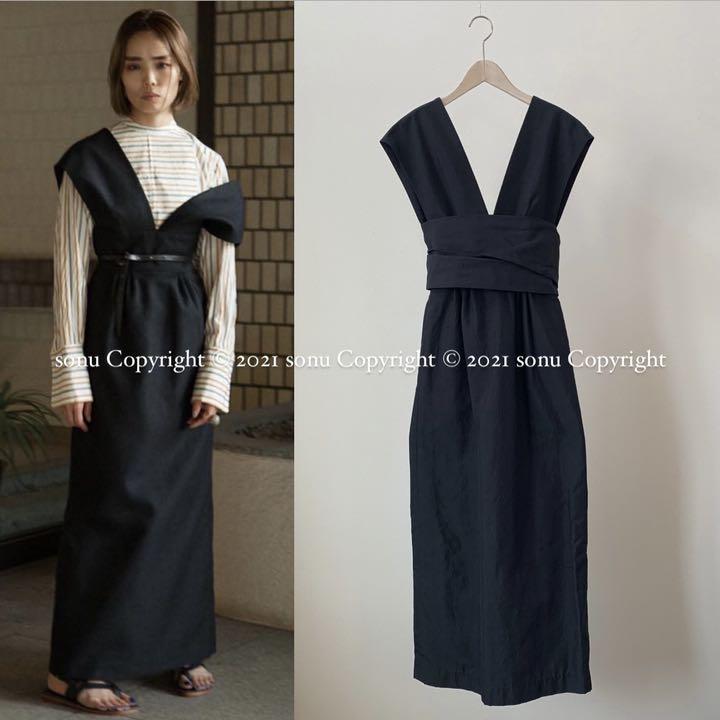 2016SS FUMIKA UCHIDA フミカウチダ SILK BACK SATIN DROP SHOULDER DRESS シルク バックサテン ドロップショルダー ワンピース 34