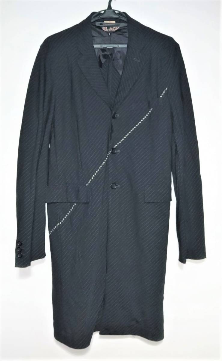 BLACK　COMME DES GARCONS　バイヤスロングジャケット　製品染め　ブラックコムデギャルソン