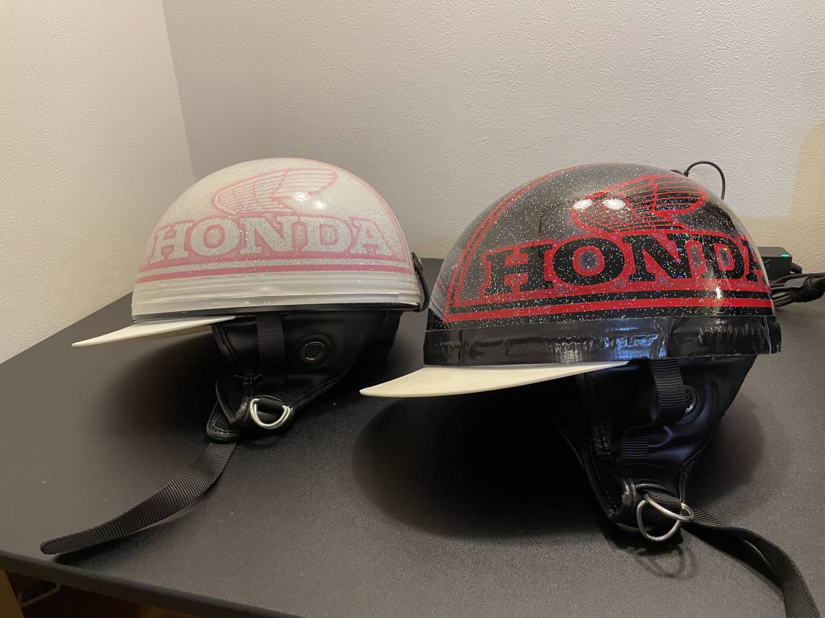 コルク半 ヘルメット ホンダ HONDA ラメ 半キャップ ファイヤー HONDA
