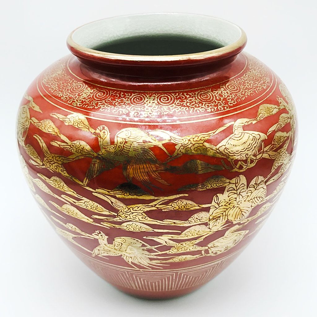 九谷焼 永楽 花瓶 赤絵金襴手 陶森 作家 時代物 19cm | ATLANTISHOTEL.COM
