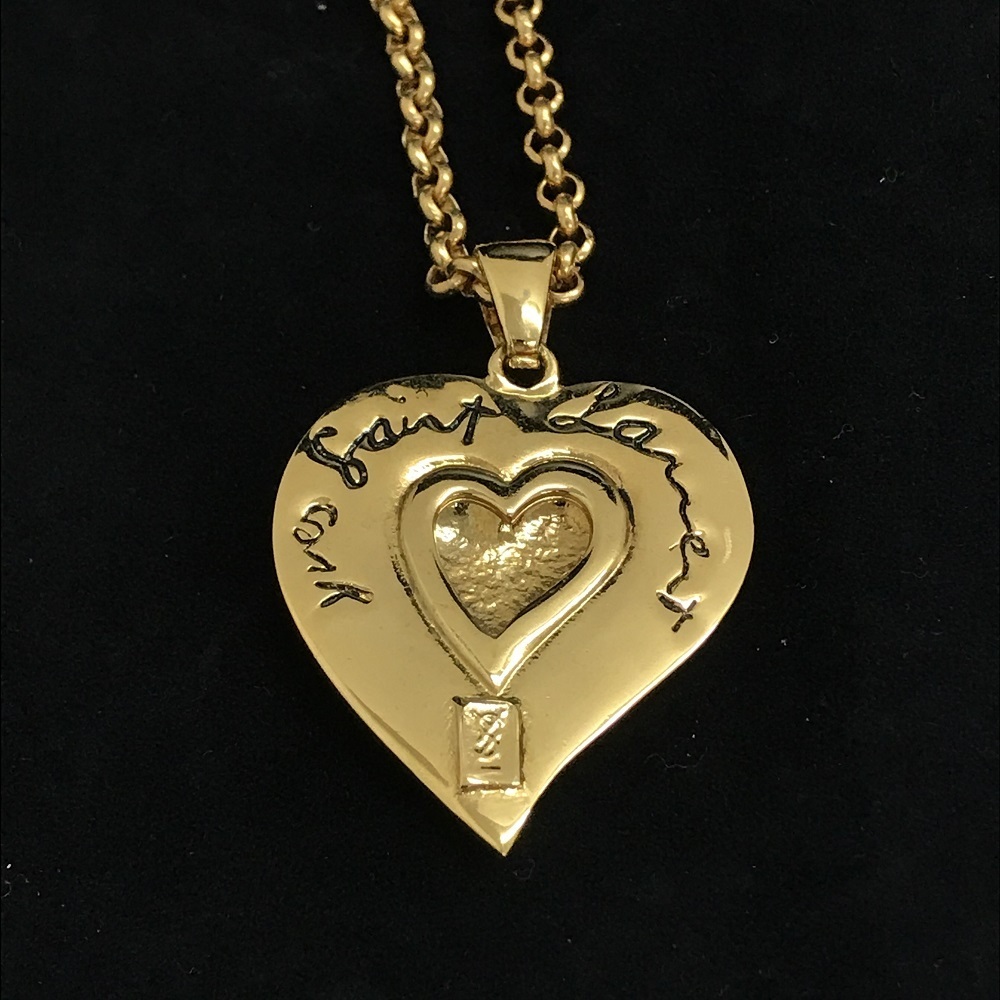 中古品 YSL Yves Saint Laurent イヴサンローラン ロゴ ハート