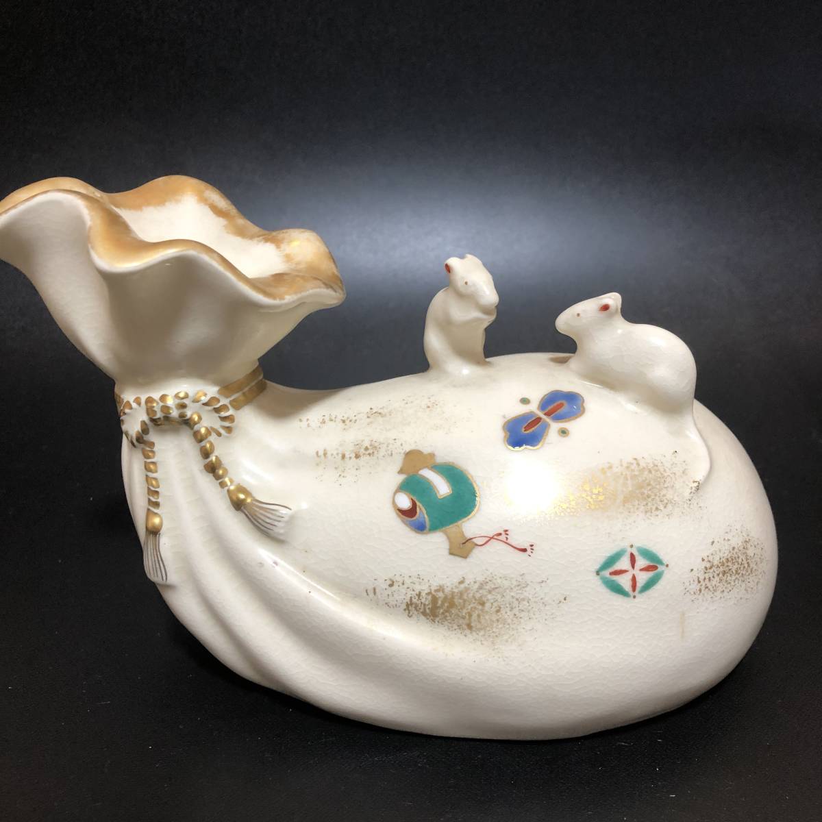 石田 来之助作》干支置物 鼠 ネズミ 在銘 骨董 工芸品 飾り インテリア 