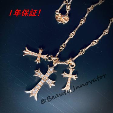 品質保証，本物保証 137点目 大 最安値 18K パヴェダイヤ トリプル ゴールド クロムハーツモデル クロスネックレス ツイストチェーン(イエローゴールド)｜売買されたオークション情報、yahooの商品情報をアーカイ イエローゴールド