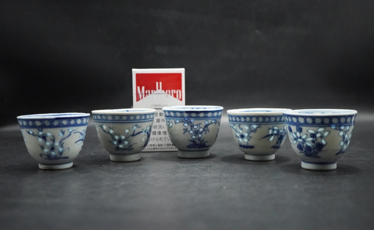 新渡 流中国古陶磁 康煕年製 蛍煎茶碗五客 DD621 楽久希大清康熙年製