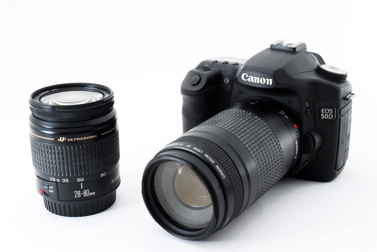 1円スタート】Canon キヤノン EOS 50D 超望遠 EF Wレンズセット