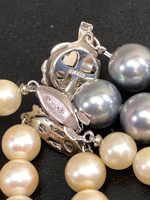 こ*)様 【値下げ】SILVER 刻印入り パール 色石 ビーズ ネックレス 1 パール ネックレス SILVER刻印 本真珠 6.0mm〜6.5mm 鑑別書付き