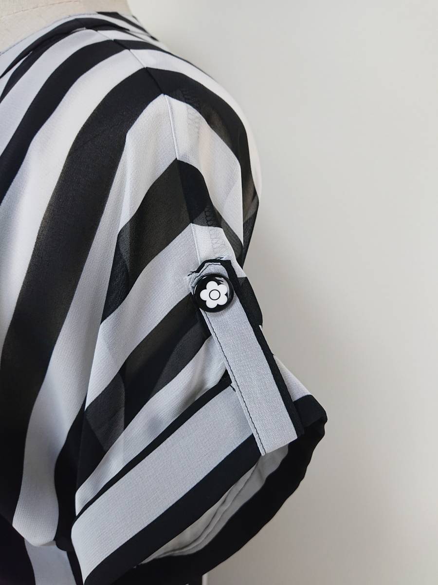 送料198円 マリークワント Mary Quant ロゴ刺繍のリボン デイジーのボタン 白黒 ストライプ 長めブラウス チュニック ワンピース その他 売買されたオークション情報 Yahooの商品情報をアーカイブ公開 オークファン Aucfan Com