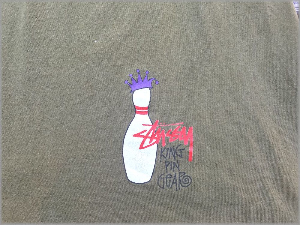 ☆STUSSY ステューシー 黒タグ USA製 Tシャツ size XL ボーリングピン