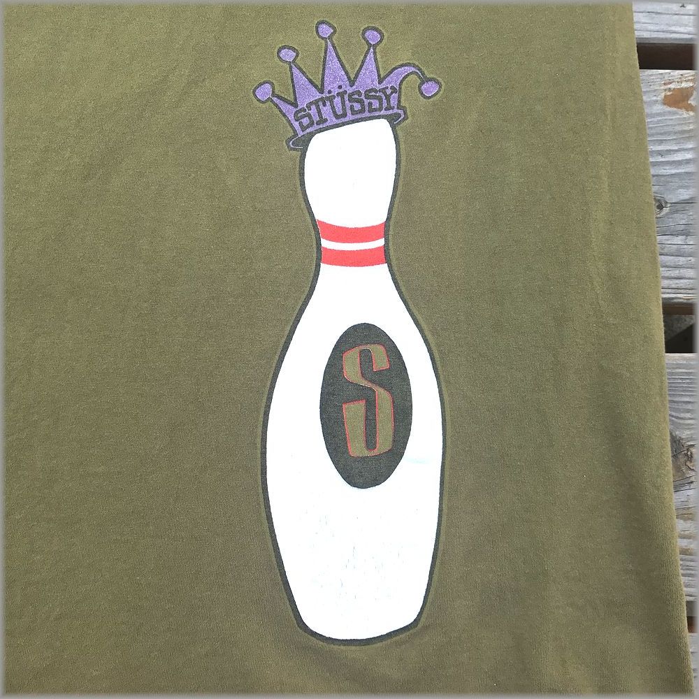 ☆STUSSY ステューシー 黒タグ USA製 Tシャツ size XL ボーリングピン