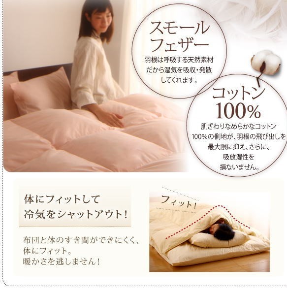 数量限定 未使用訳あり スモールフェザー100％ 羽根布団 ダブル D 10点