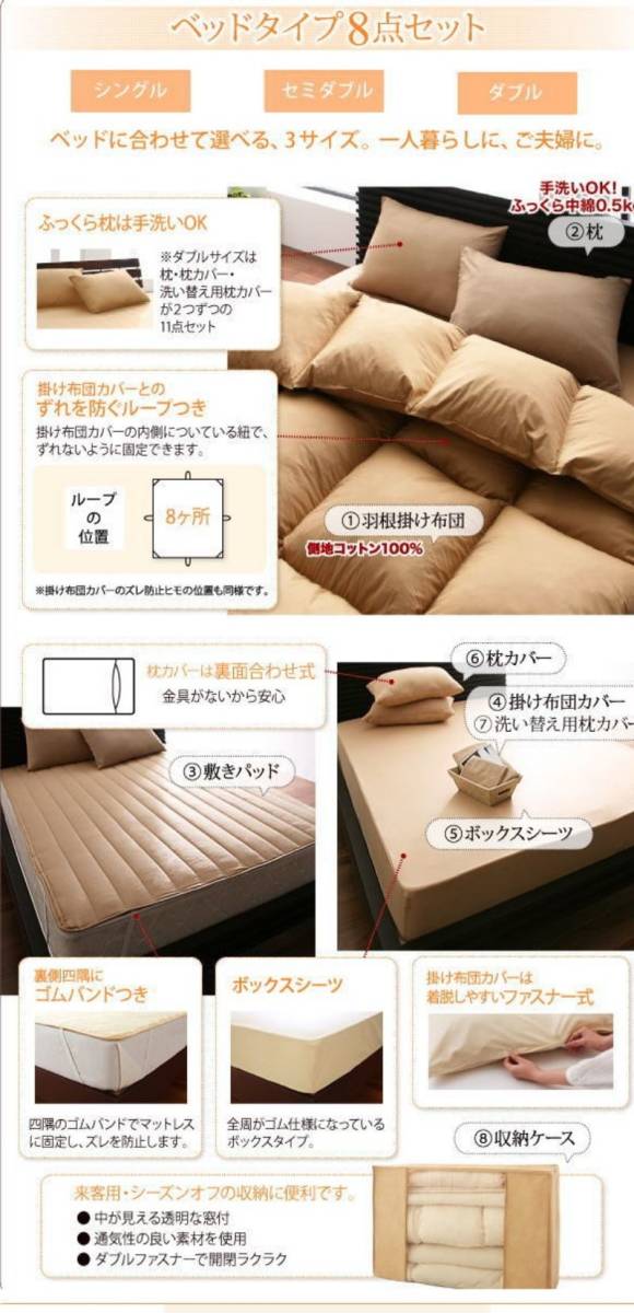 数量限定 未使用訳あり スモールフェザー100％ 羽根布団 ダブル D 10点