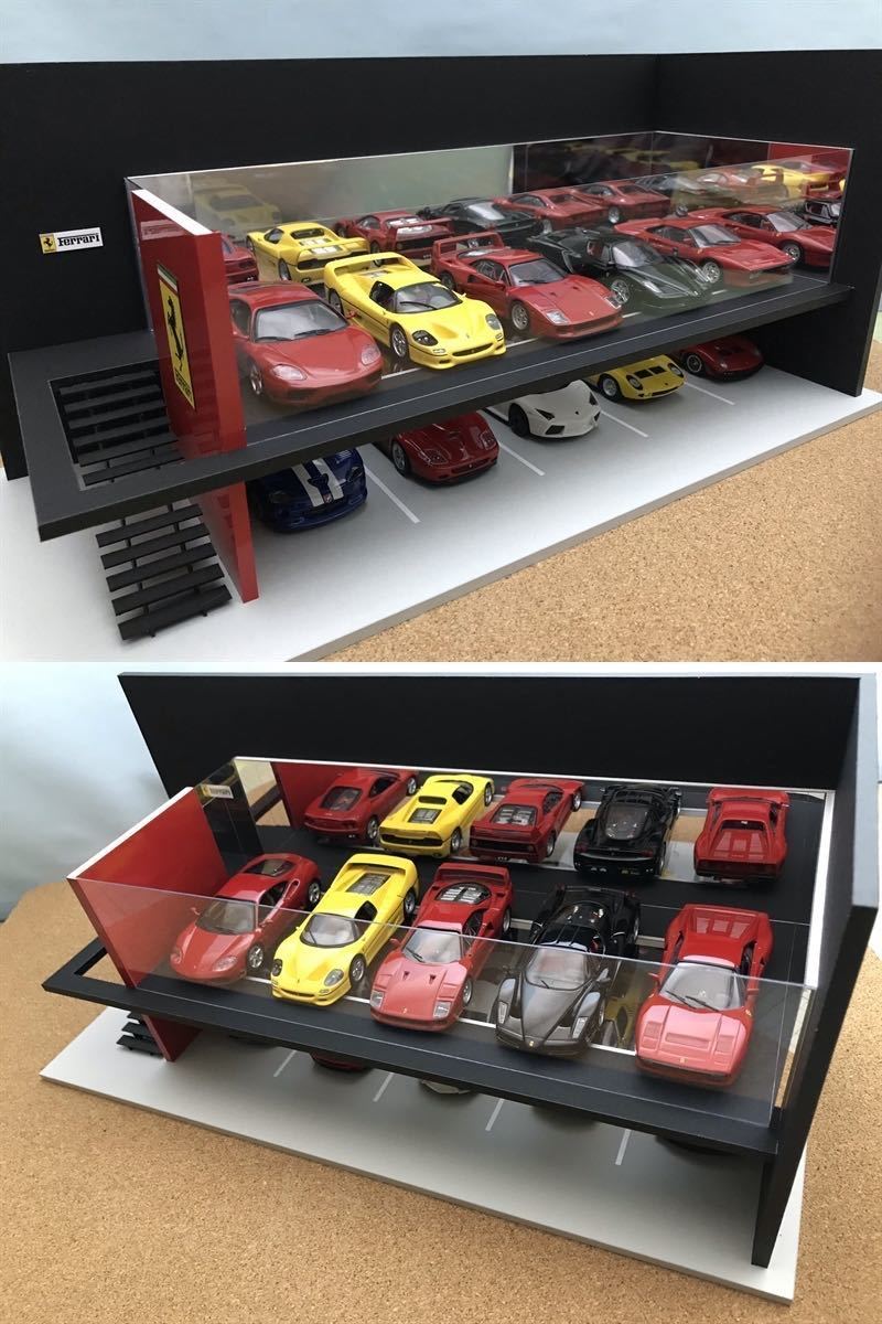 ミニカー専用ジオラマ：1/43 カーディーラーⅠ（光沢レッド＆カーボン