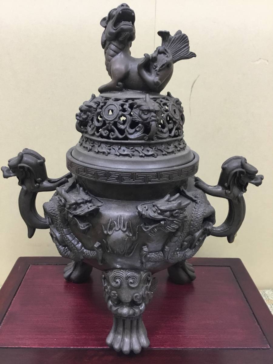 100%新品，本物保証 【42374-1】中国美術 銅香炉 上海錦兆芸術博物院