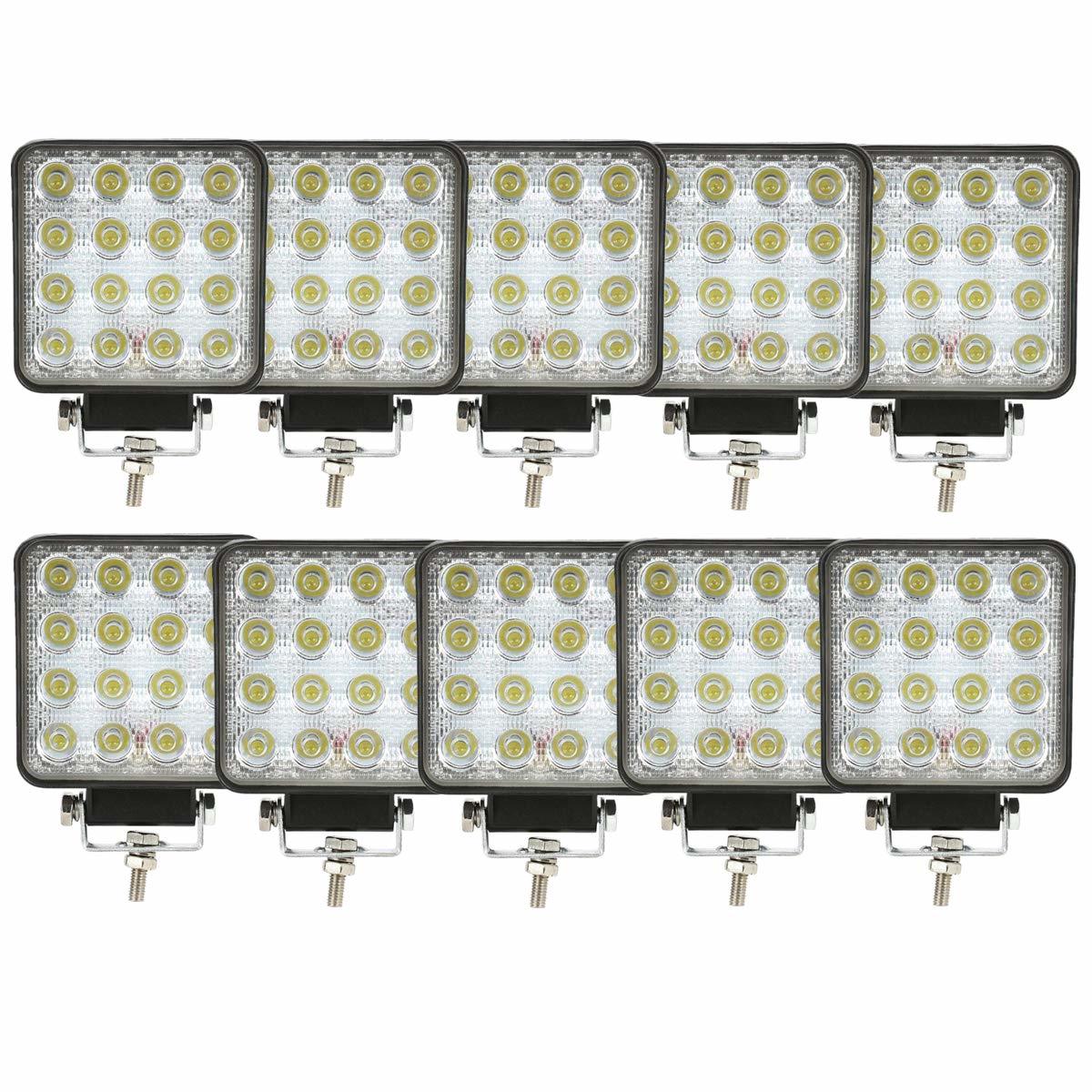 48W LEDワークライト LED 送料無料 10個セット！48W 送料込 送料込 10個 48W LED作業灯 3360LM 12V/24V 夜釣り/船舶/トラック/建築機械向け/各種作業車 LEDワークライト 業界最高 ホワイト(102C)
