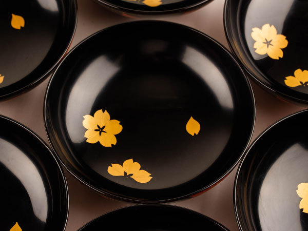 流】能登輪島塗 大向洲堂 蒔絵煮物椀十客 共箱 CZ110 輪島塗