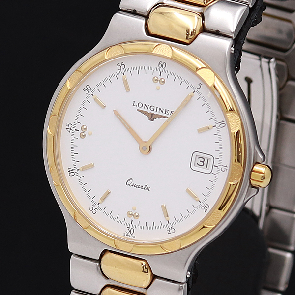 【大得価，高品質】 1円 稼働 正規良品 LONGINES/ロンジン QZ コンクエスト L1.614.3 ラウンド デイト ホワイト文字盤 メンズ腕時計 910A0102189(コンクエスト)｜売買されたオークション情報、yahooの商品情報をアーカイブ コンクエスト