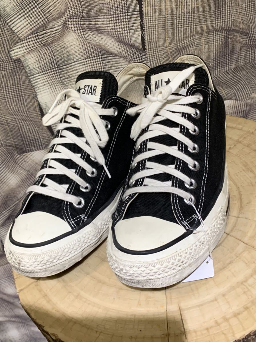 1円 ★ made in japan ★ CONVERSE コンバース ALLSTAR オールスター チャックテイラー ローカット 日本製 8.5 ブラック FK J STAR Black Natural Sneakers Osaka