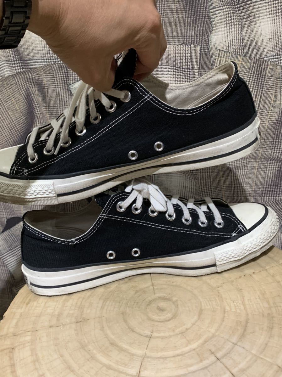 1円 ★ made in japan ★ CONVERSE コンバース ALLSTAR オールスター チャックテイラー ローカット 日本製 8.5 ブラック FK J STAR Black Natural Sneakers Osaka