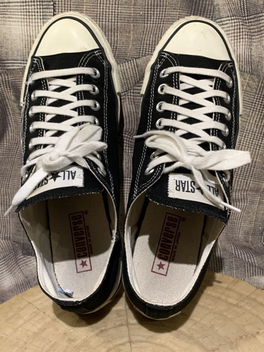 1円 ★ made in japan ★ CONVERSE コンバース ALLSTAR オールスター チャックテイラー ローカット 日本製 8.5 ブラック FK J STAR Black Natural Sneakers Osaka