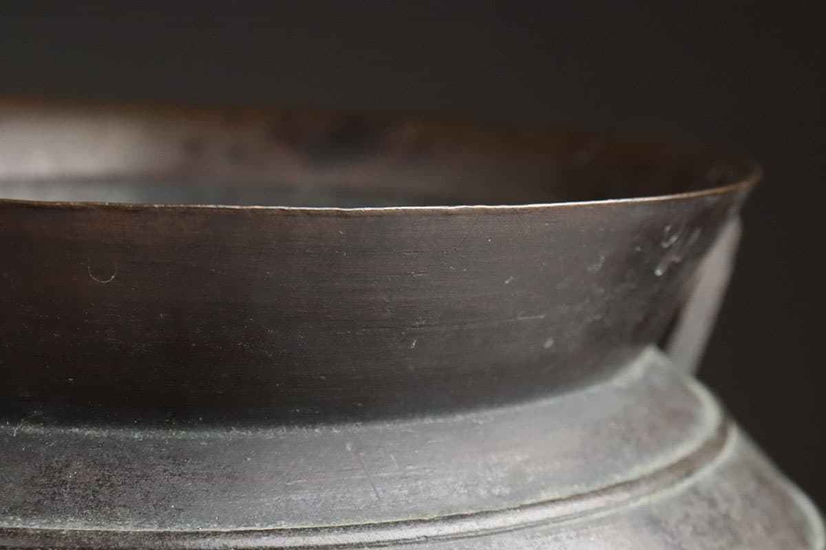 CW105 時代物 古銅 弦文 双耳三足大香炉 高15.5cm 重3.2