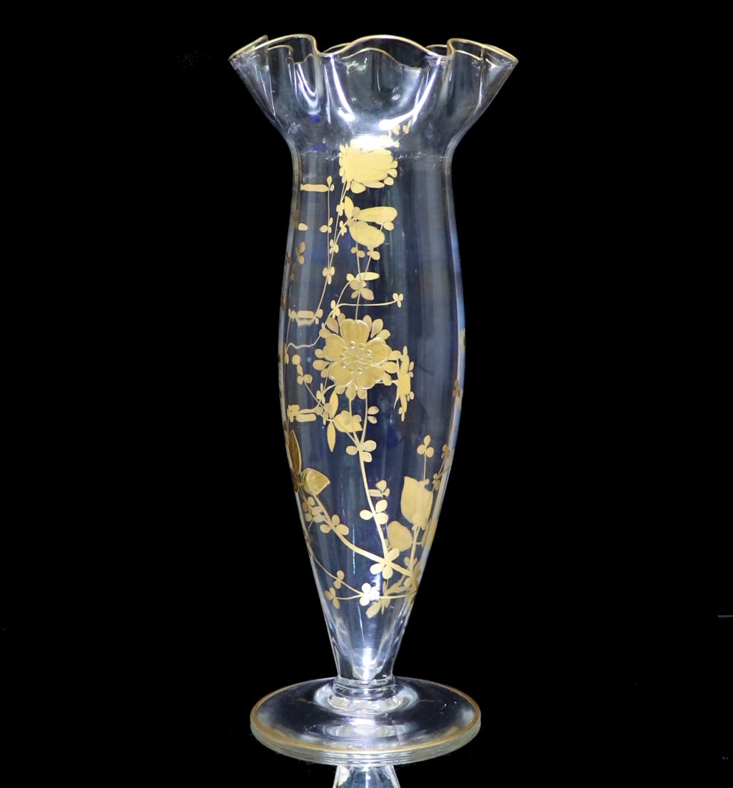 オールド・バカラ (BACCARAT) 1900年頃 金彩盛り上げ 大型壺 花瓶/花器