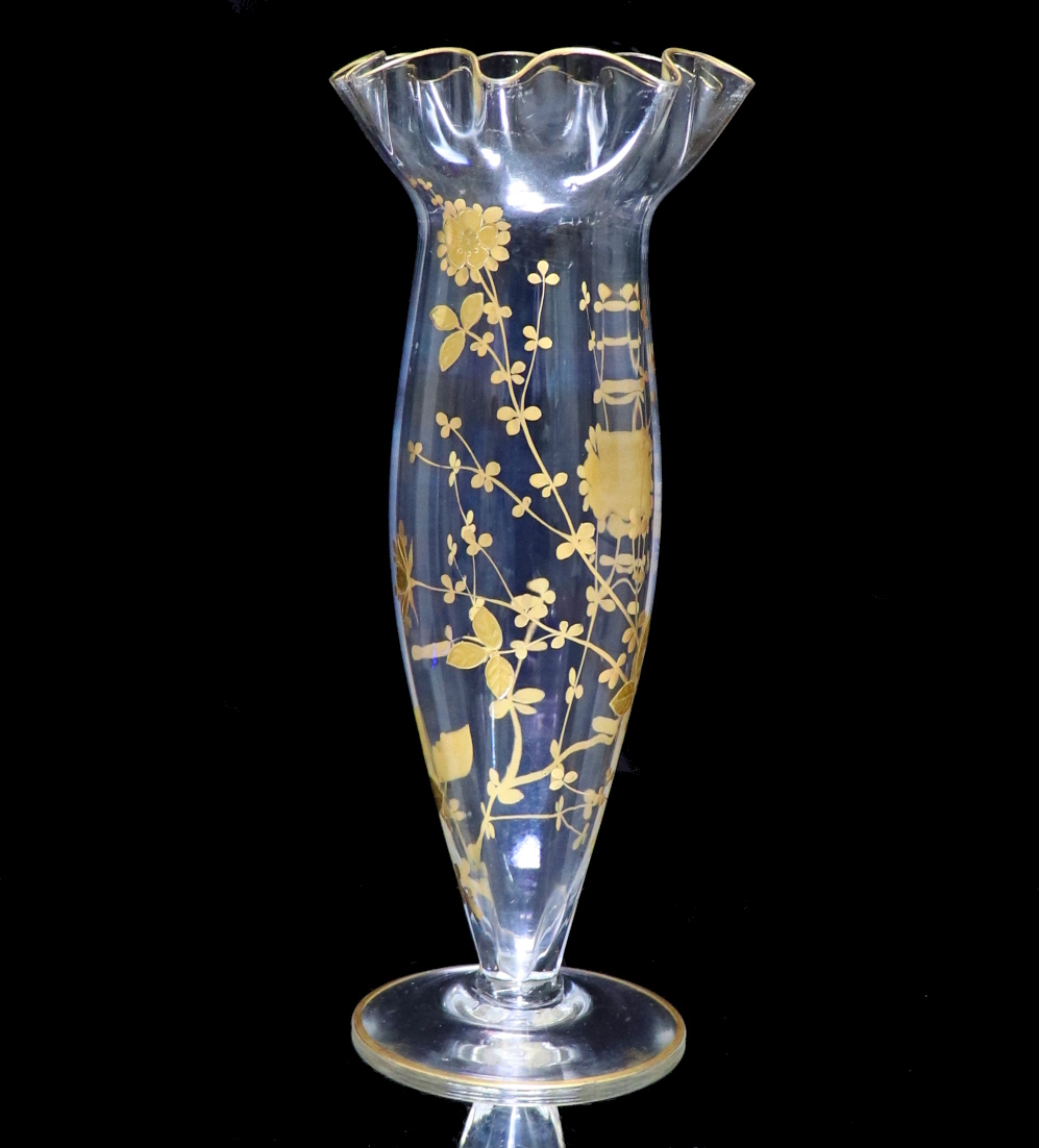 オールド・バカラ (BACCARAT) 1900年頃 金彩盛り上げ 大型壺 花瓶/花器