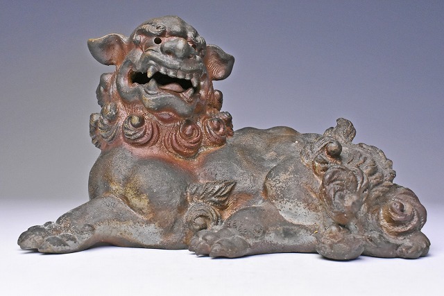 堀江祥山 ☆ 備前獅子置物 ☆ 共箱栞 ☆ 上作 ☆ 大