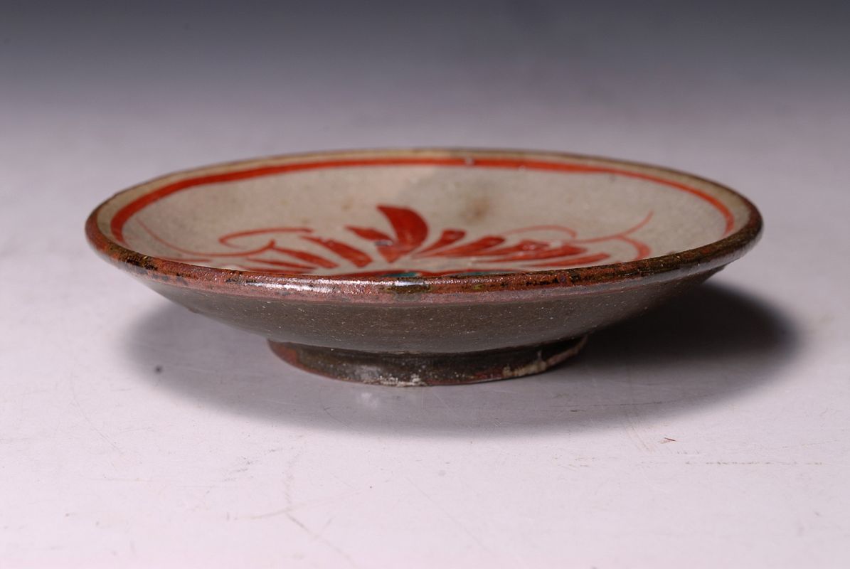 1858 古作 壷屋 壺屋 やちむん 作者不明 色絵小皿 検 小橋川仁王 壺屋