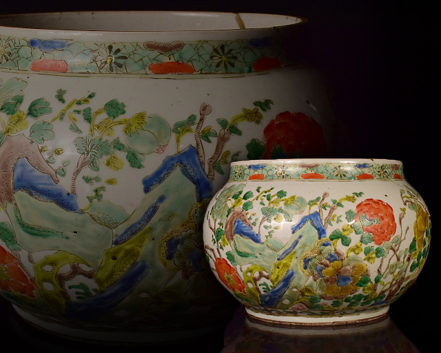 色絵 花瓶 花鳥紋 - 中国美術 景徳鎮製 r8052912 花器 牡丹花鳥漢詩紋