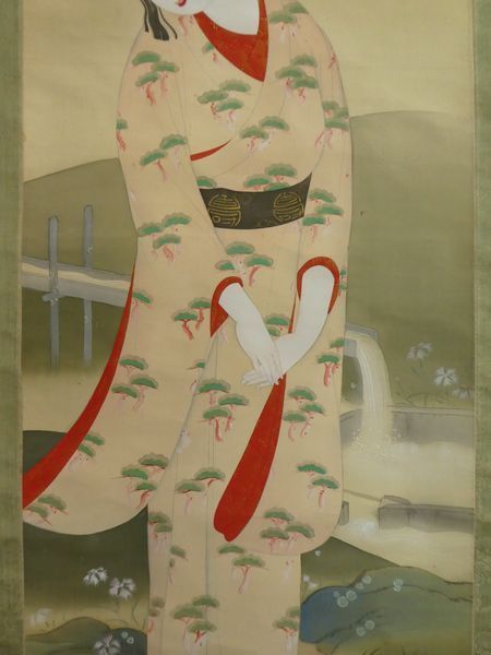 □掛軸□ 冠峰『桃山美人』共箱 肉筆絹本【美人画】 掛軸 2026年