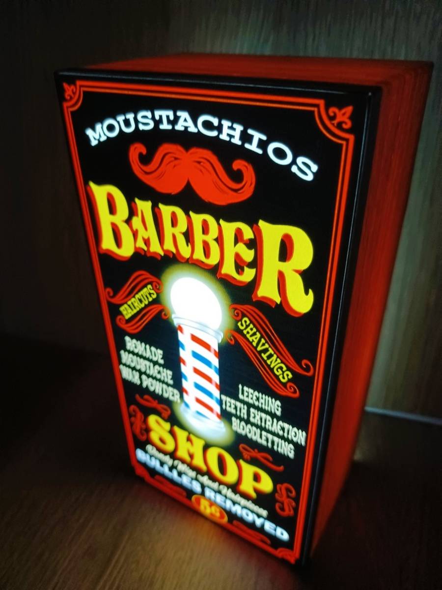 Lサイズバーバー 理容室 床屋 ロカビリー 看板 置物 雑貨 ライトBOX