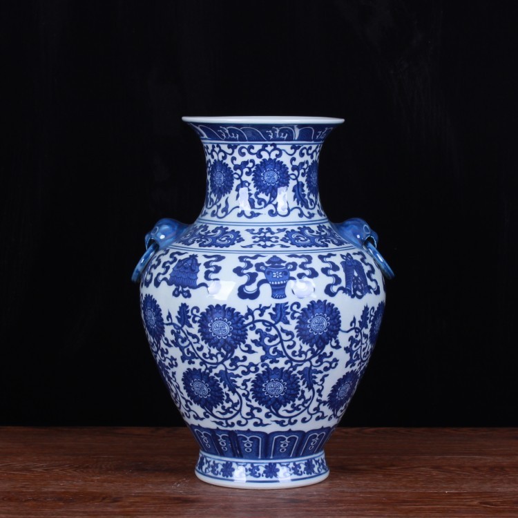 花瓶 花びん 陶器 花入れ 中国景徳鎮製 中国美術 唐物 中国古玩
