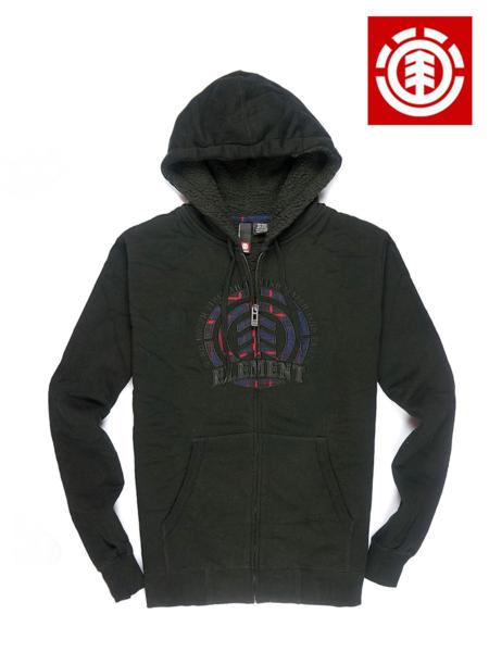 アウトレット★Ｅlementメンズ裏起毛ジップアップパーカ9380bkXL