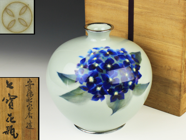 【流】古美術品 時代安藤七宝極上花文花瓶 極上品 LQ188