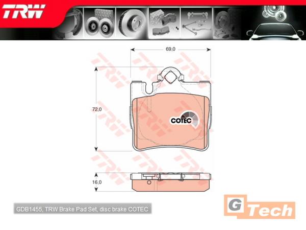 【TRW】ベンツSクラス(W220)S280/S320/S430：リアブレーキパッド