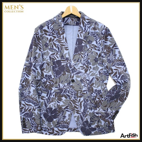 MESSAGERIE◆薄青系ボタニカル柄ジャケットz329*s48新品