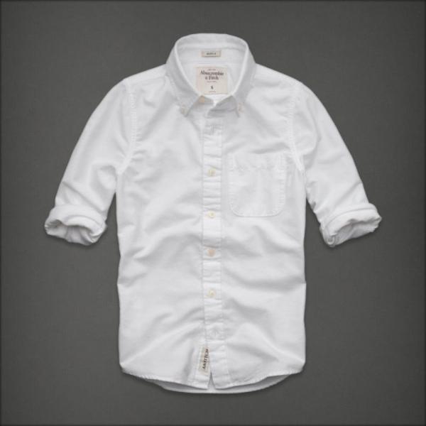 本物保証A&Fアバクロ【M/White】オックスフォードシャツ白シャツ