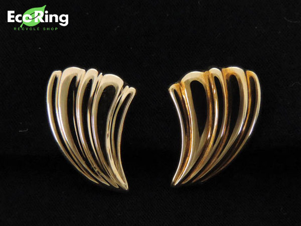 1円 美品 K18YG 貝モチーフデザイン イヤリング HG722