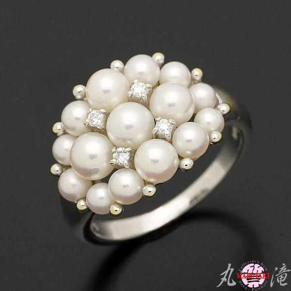 K18WG　ベビーパール ダイヤ　リング D:0.07ct #14