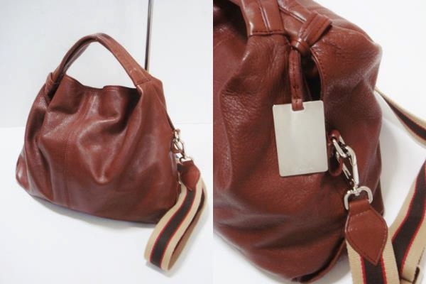 FURLA フルラ 本革 プレート付きショルダーバッグ☆