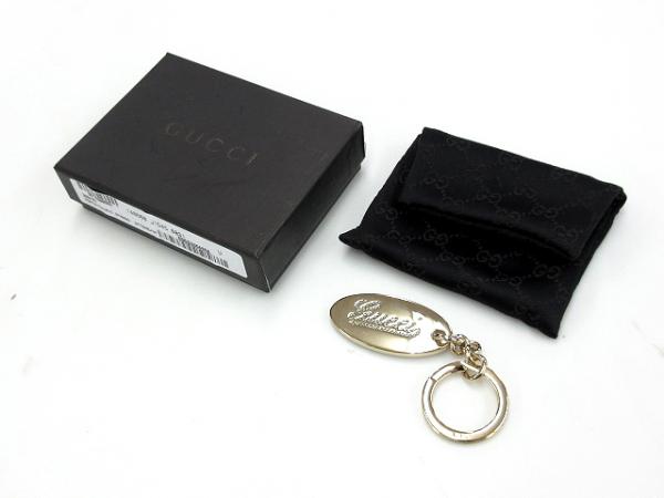 GUCCI 146560 キーホルダー キーリング プレート ラインストーン