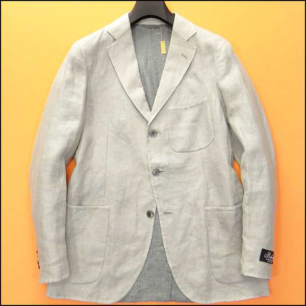 新品12.3万!Belvestベルベスト リネンジャケット48灰☆J21292(Lサイズ 