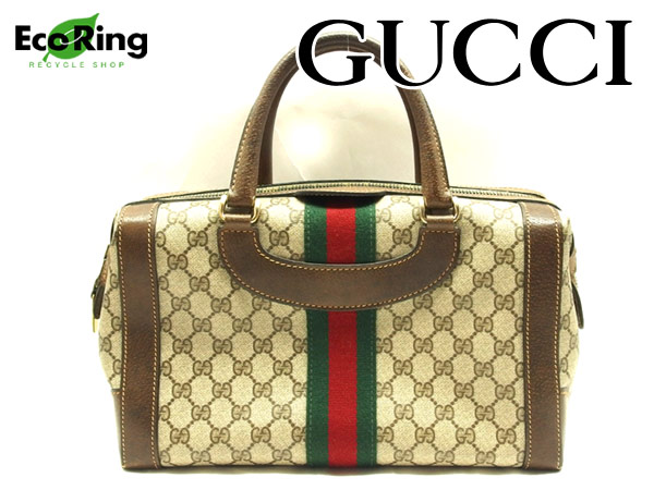 1円 グッチ GUCCI オールド ボストンバッグ ブラウン BM224 く グッチ